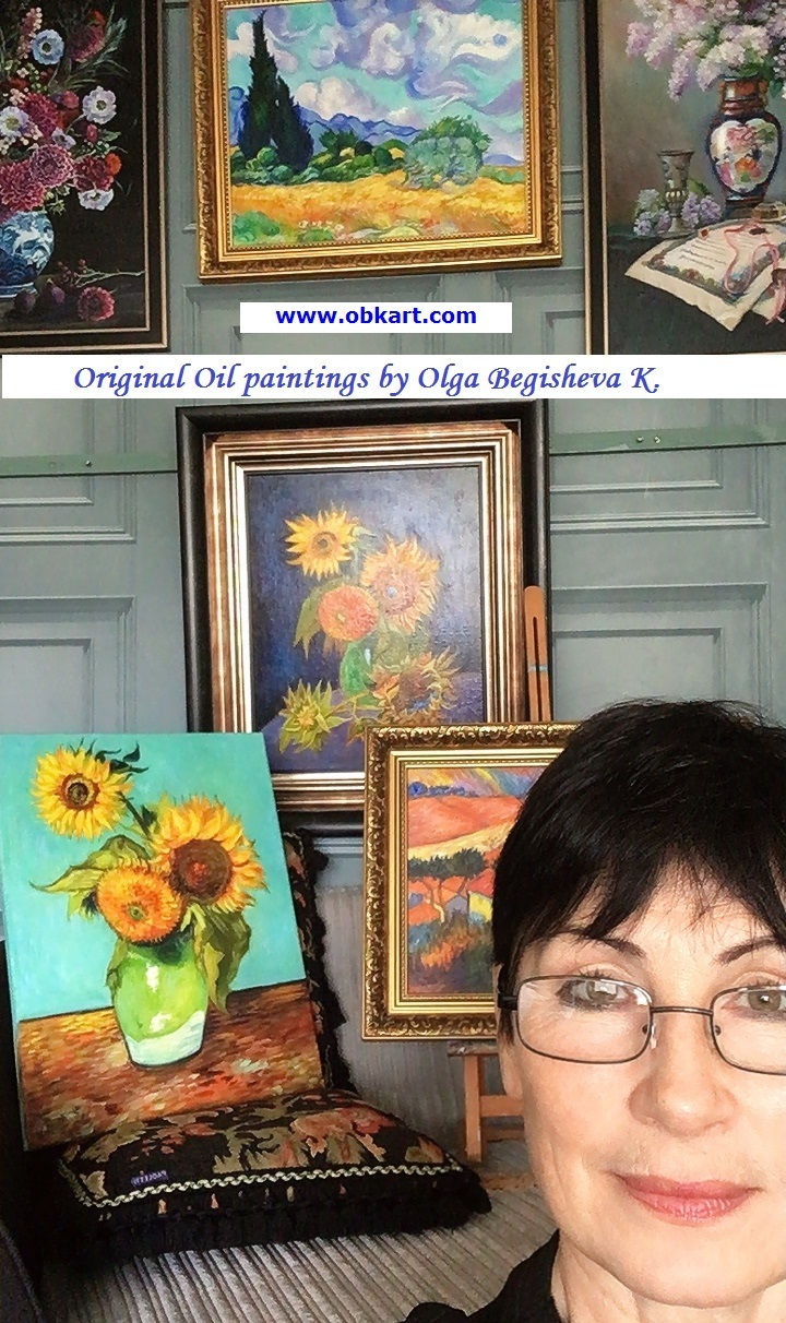 Thumbnail: Vase with sunflowers by Van Gogh. Olga Begisheva K reproduction on commission