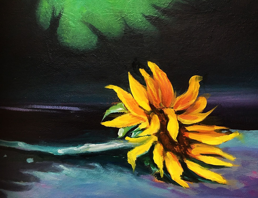Thumbnail: Sunflowers. Original painting close up