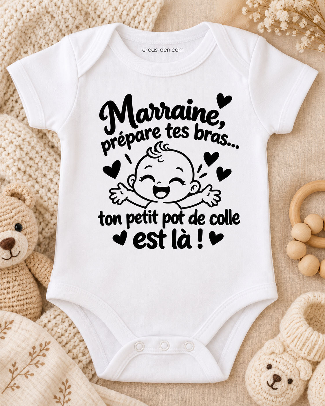 BODIE ou T-SHIRT enfant humour « marraine .. est la »