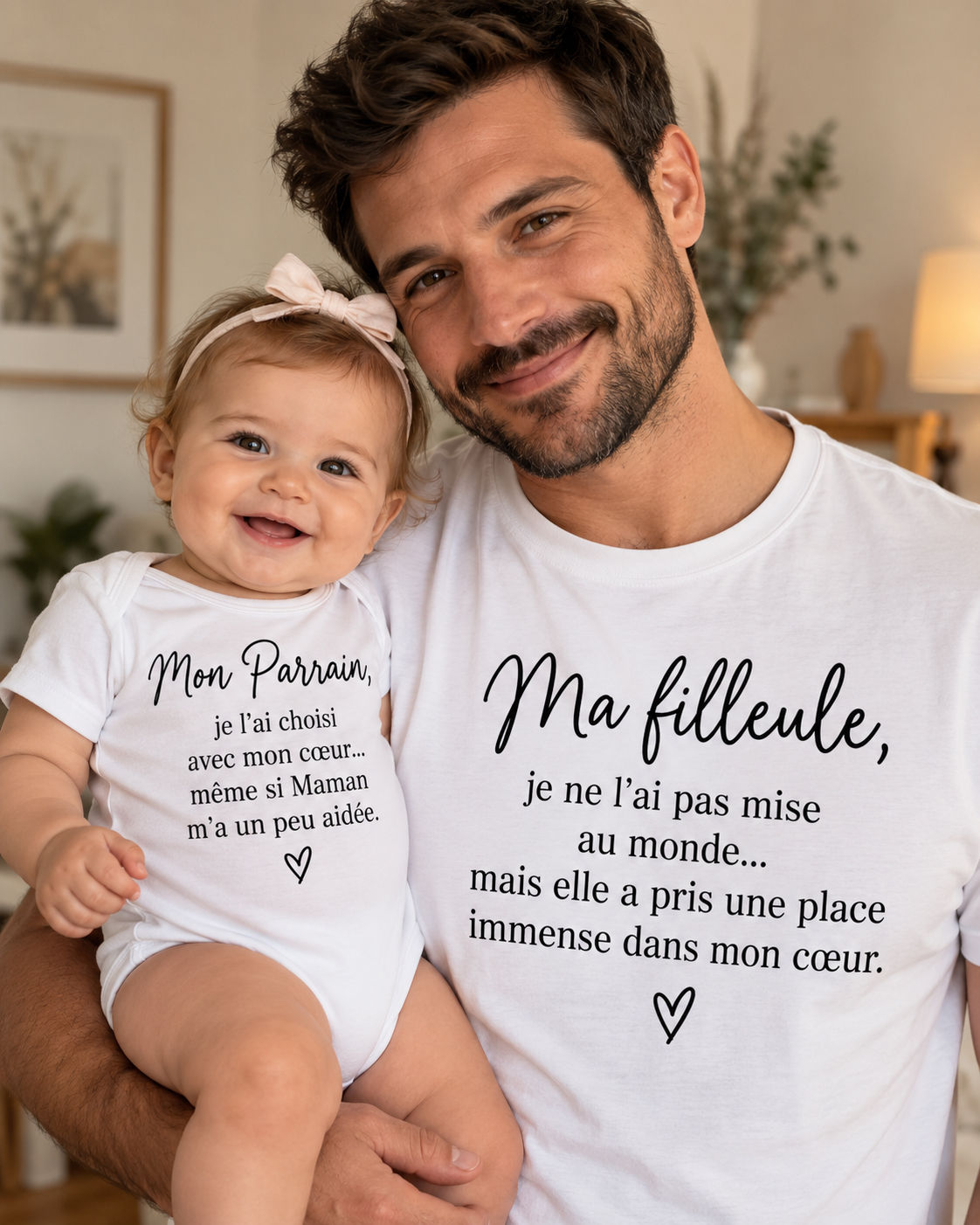 Duo Parrain et Bébé 1 bodie + 1 t-shirt