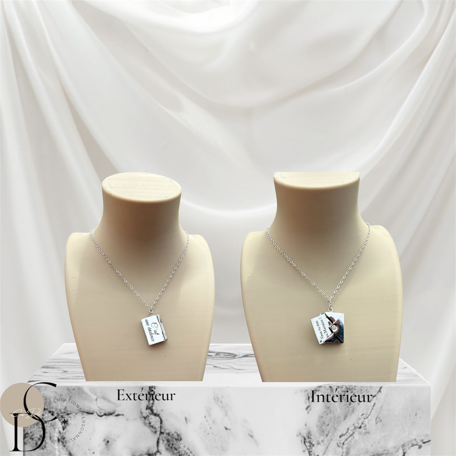 Collier Médaillon enveloppe  Personnalisé – Un message à garder près du cœur