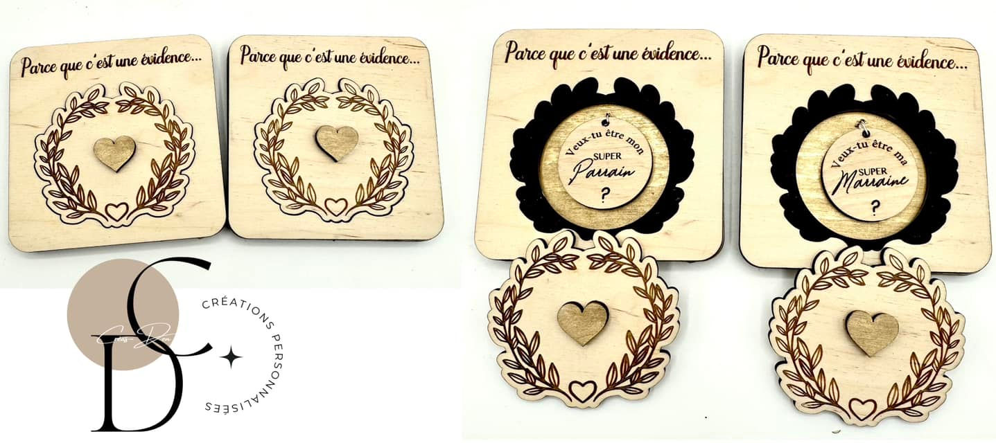 Boîte en bois avec porte clé MARRAINE ou PARRAIN prix à l'unité