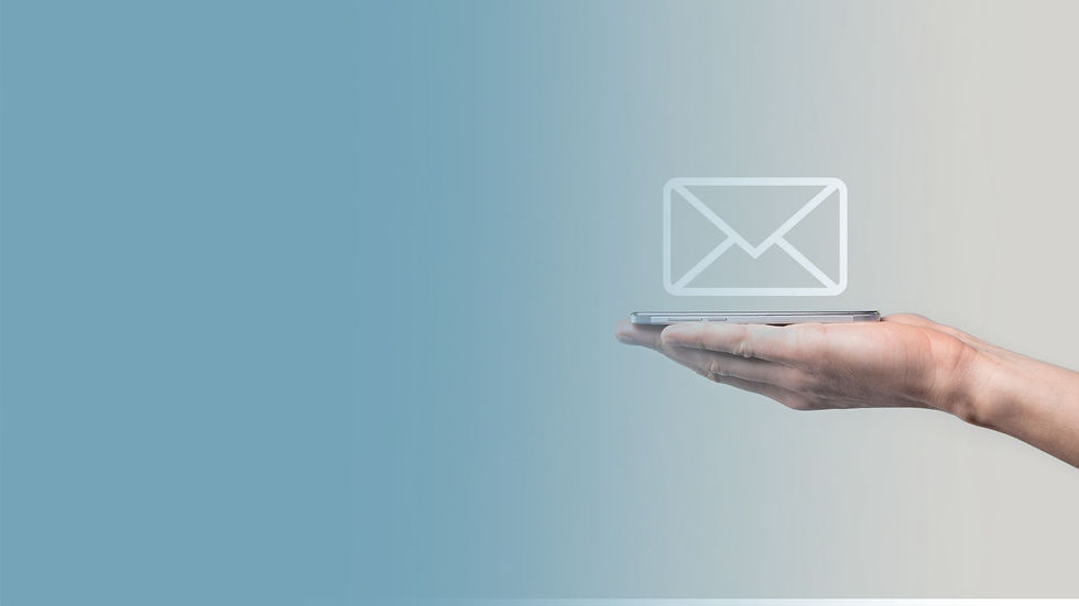Hand reaching out with an email envelope icon, symbolizing email communication and outreach