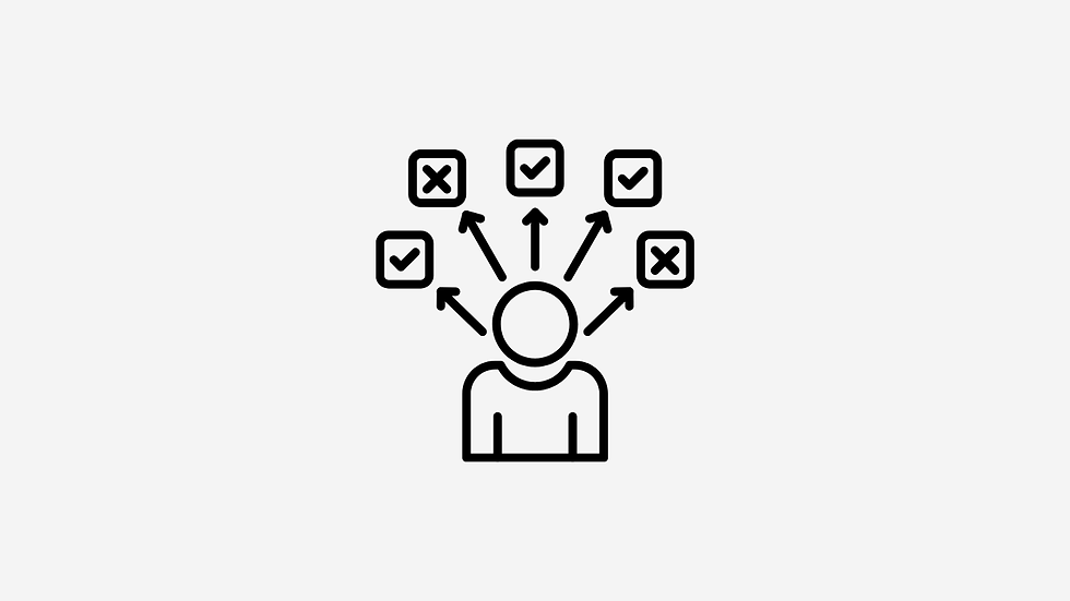 Line art icon of a person with multiple digital icons connected above, representing online marketing and multi-channel outrea