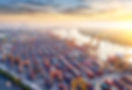 Aerial view and top view cargo Logistics and transportation of Container Cargo ship and Ca