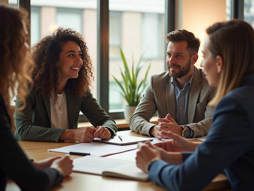 Group meeting in a small conference room