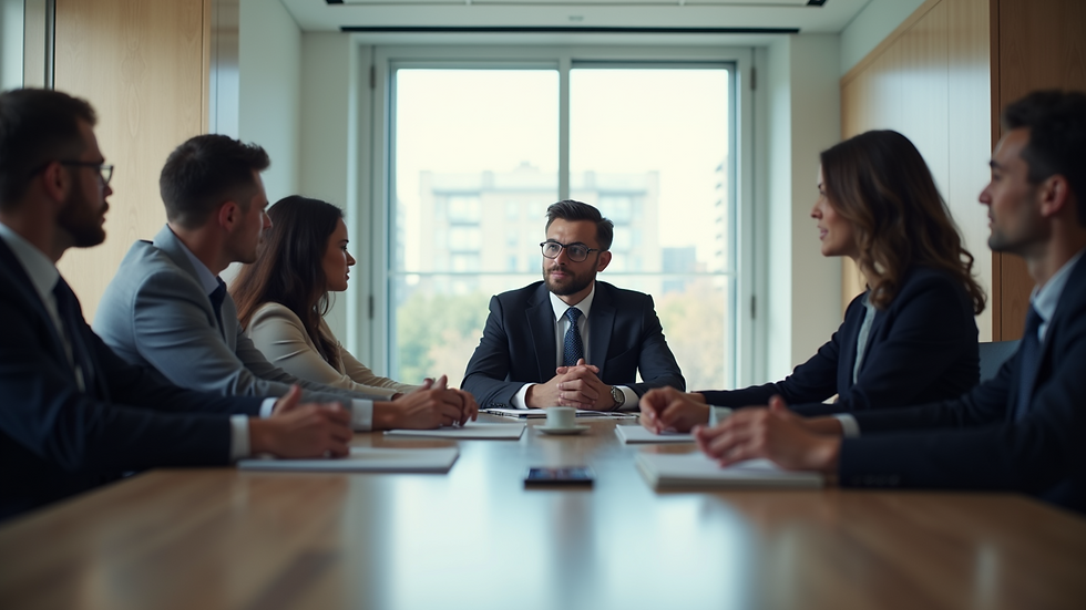 Close-up view of a team meeting in a modern conference room