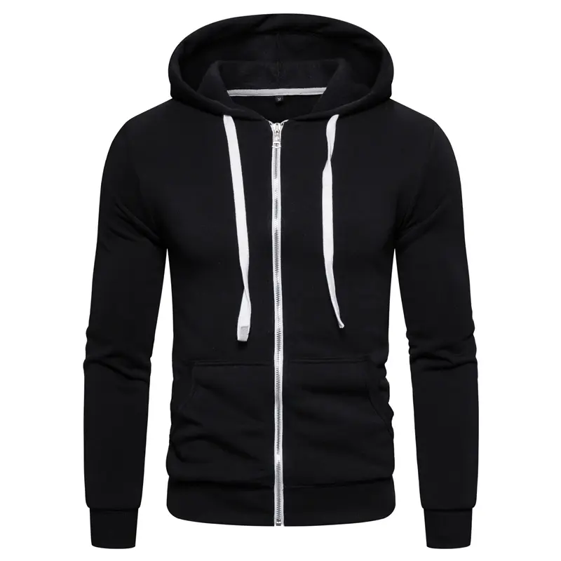 Thumbnail: Winter Cotton Hoodie Mens Solid Fleece Thick Sportswear Zipper Sweatshirts Men