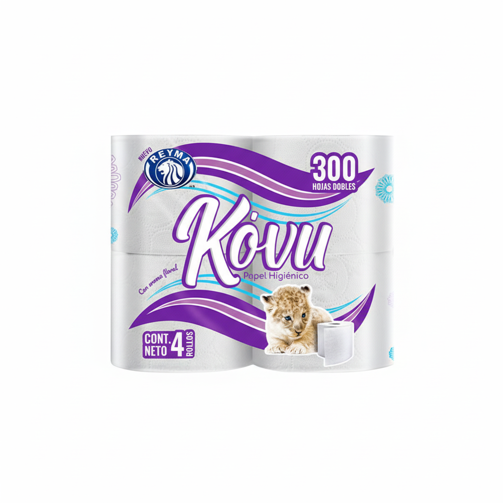 Kovu Papel Higiénico – 4 Rollos / 300 Hojas Dobles