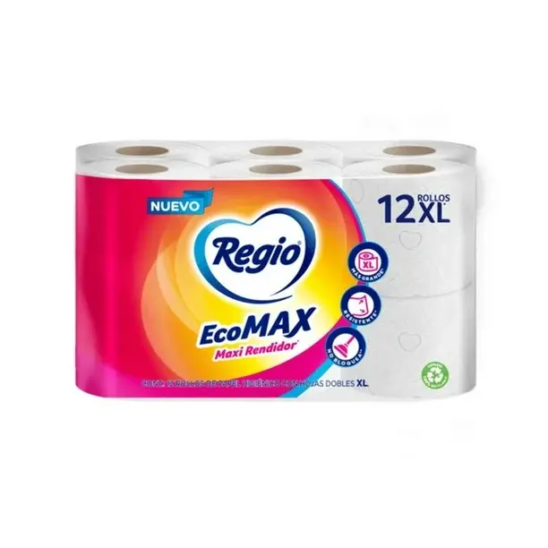Papel Higiénico Regio EcoMAX 12 Rollos XL