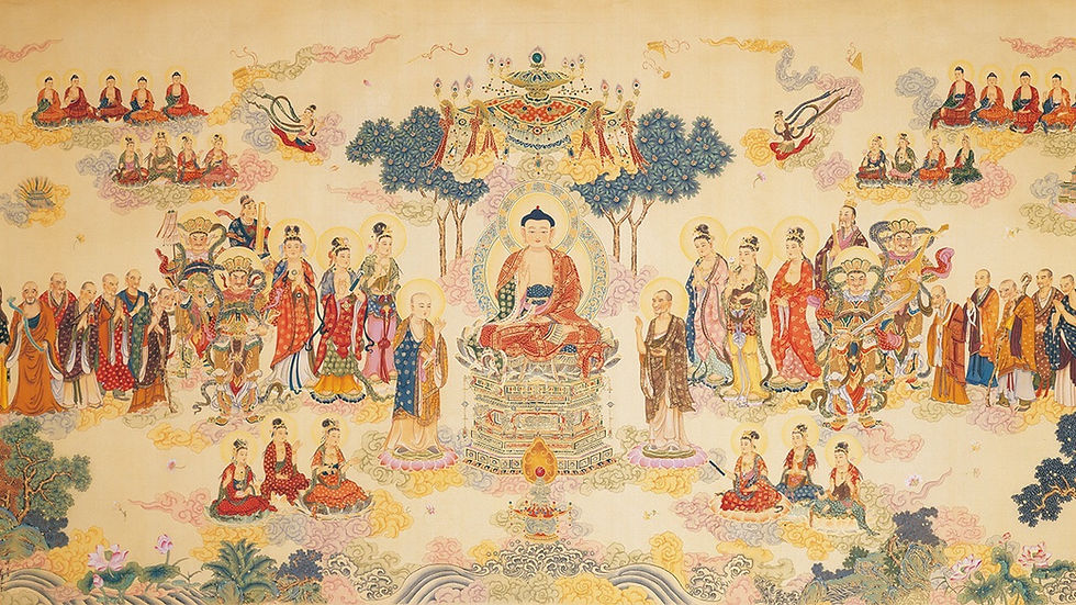 Amitabha Bouddha (au centre) et la Terre Pure Occidentale - Seven jewels gallery