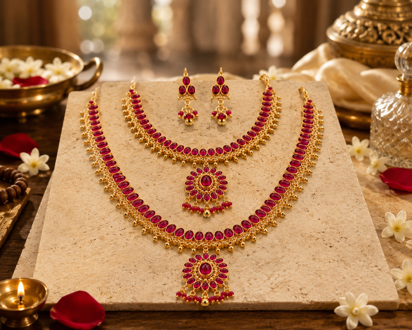 Ruby rose double layered necklace