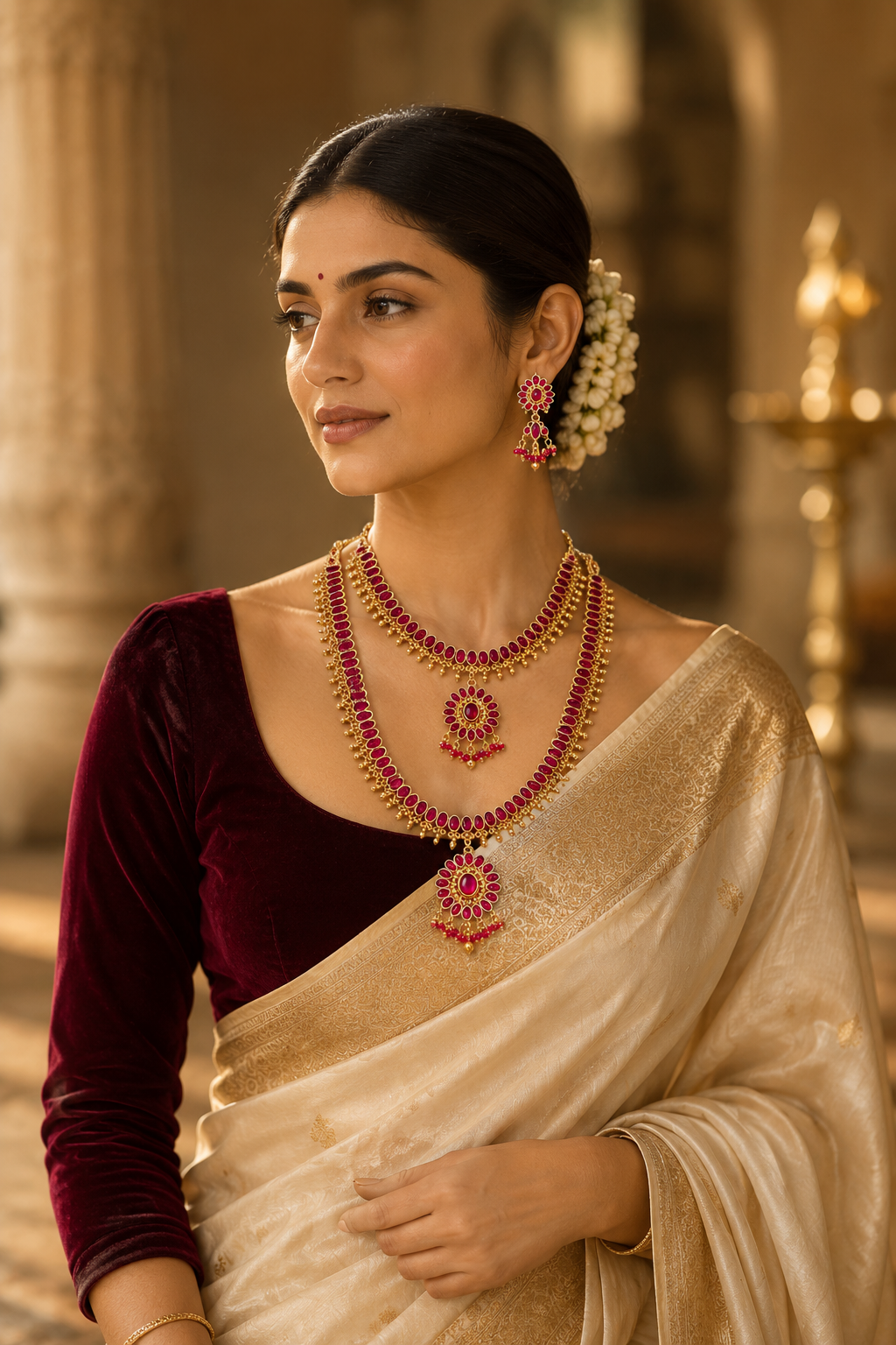Ruby rose double layered necklace