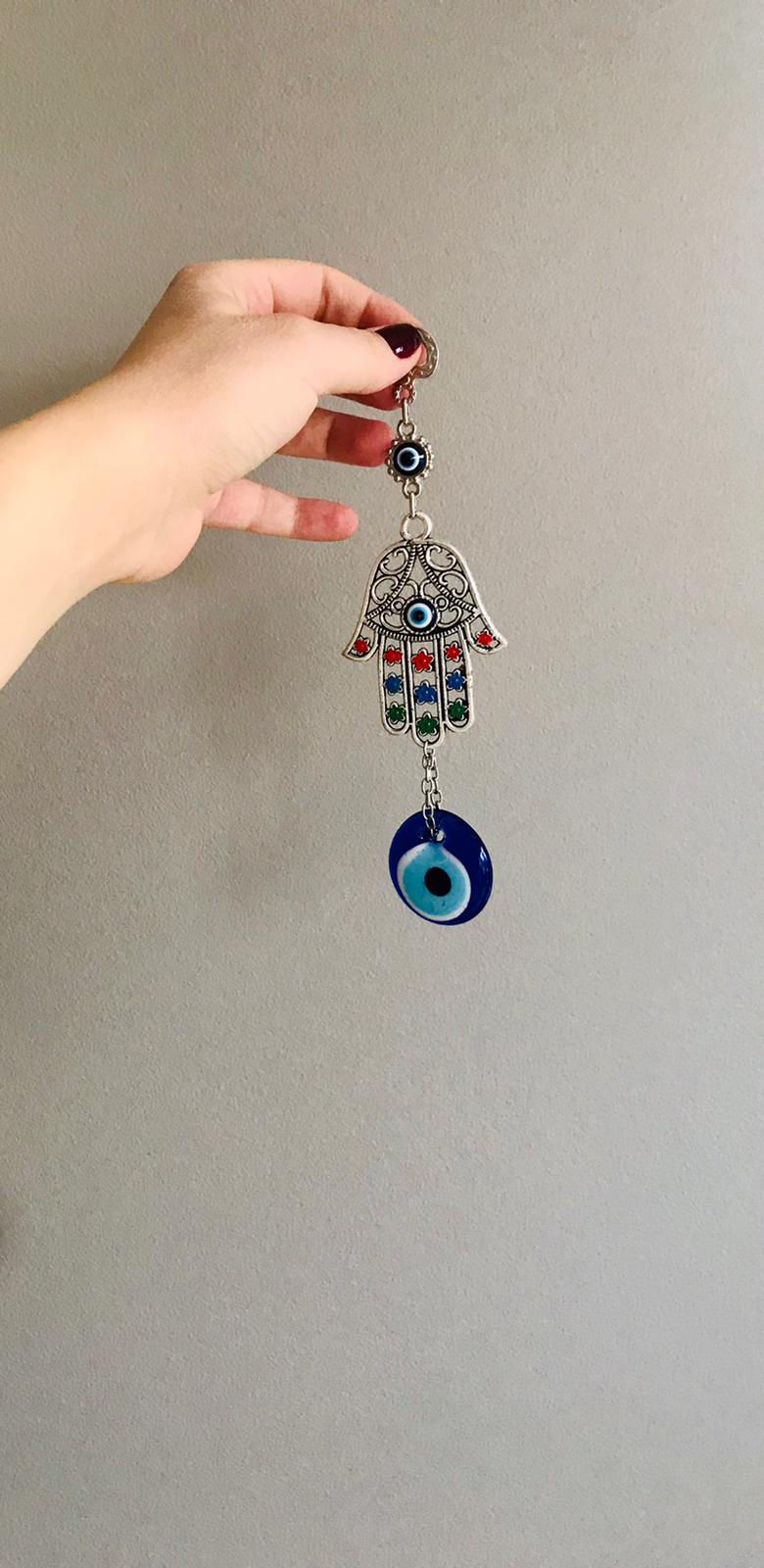 Thumbnail: Evil Eye Metal Wall Hanging Amulet - Holy Hand (Glazed)