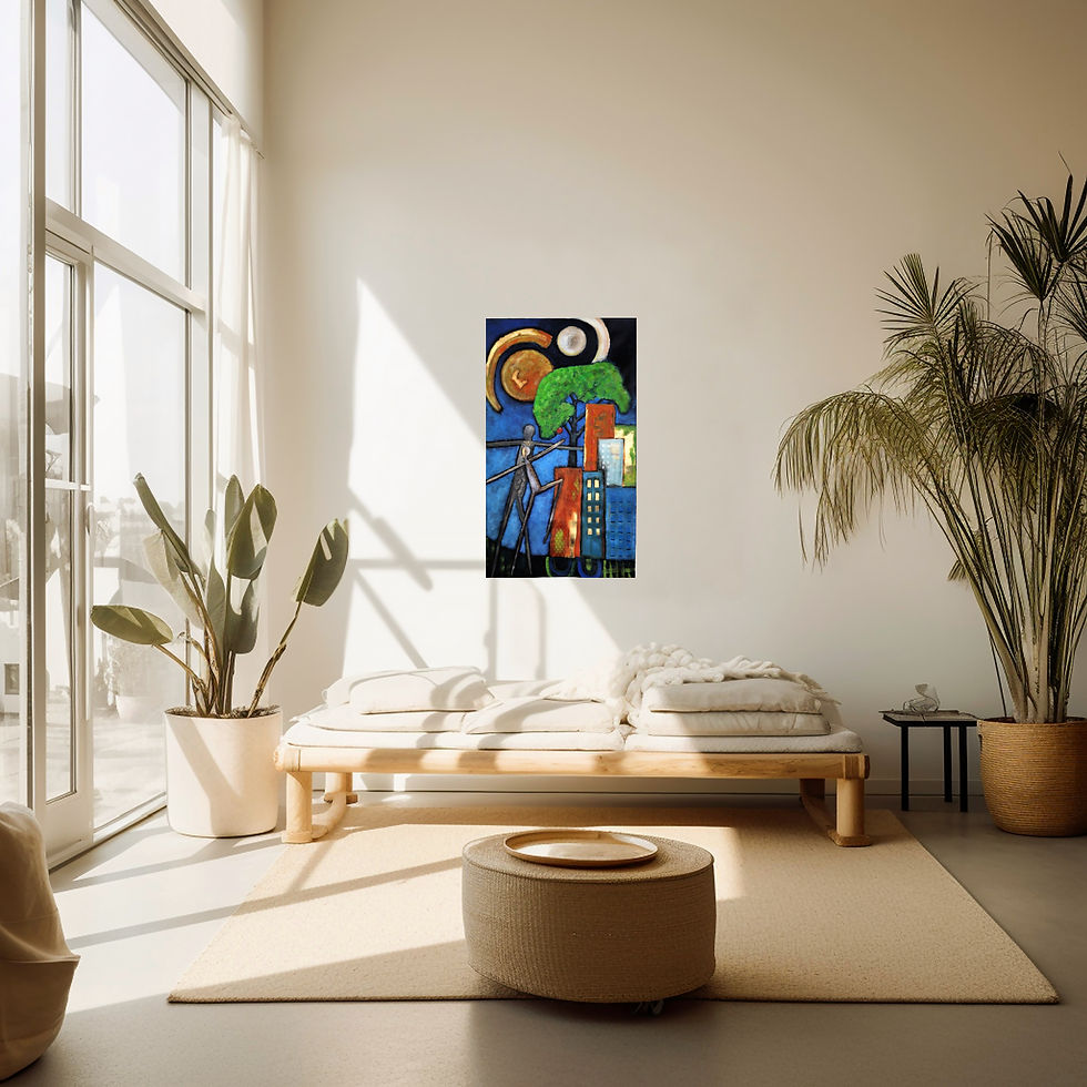 Thumbnail: Urban Legends, acrylic and gold metal leaf on canvas