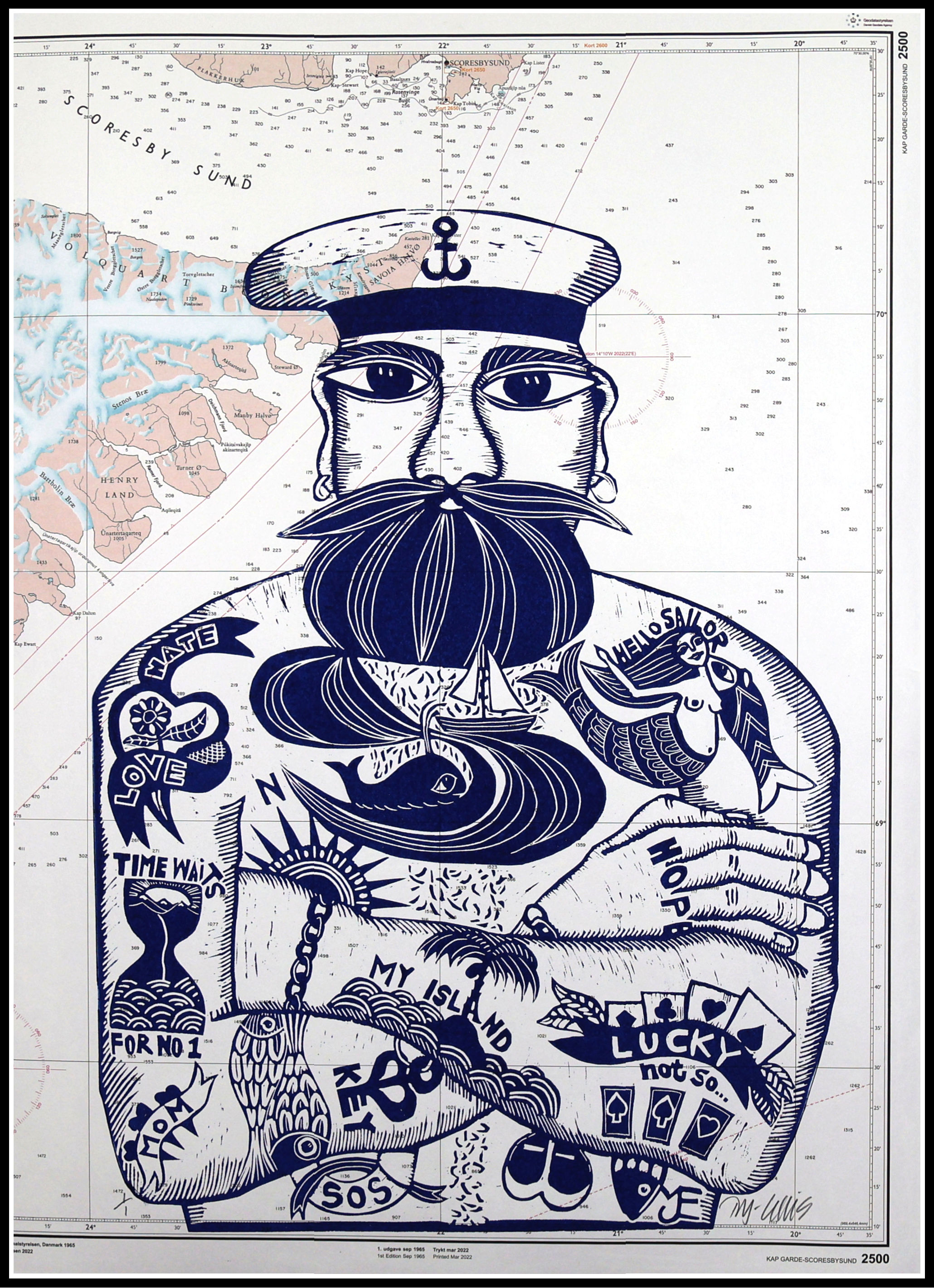 Sailor on Greenland vintage map