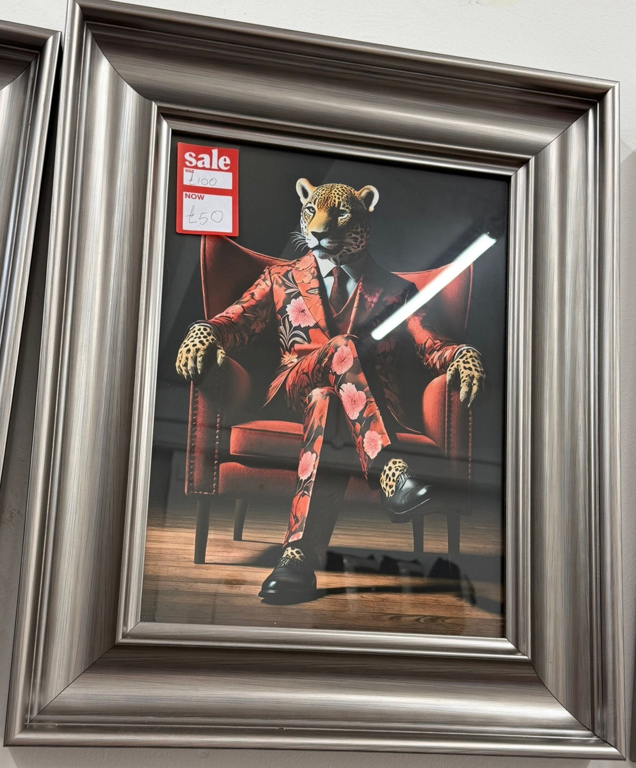 Leopard in floral suit – Framed Animal Wall Art