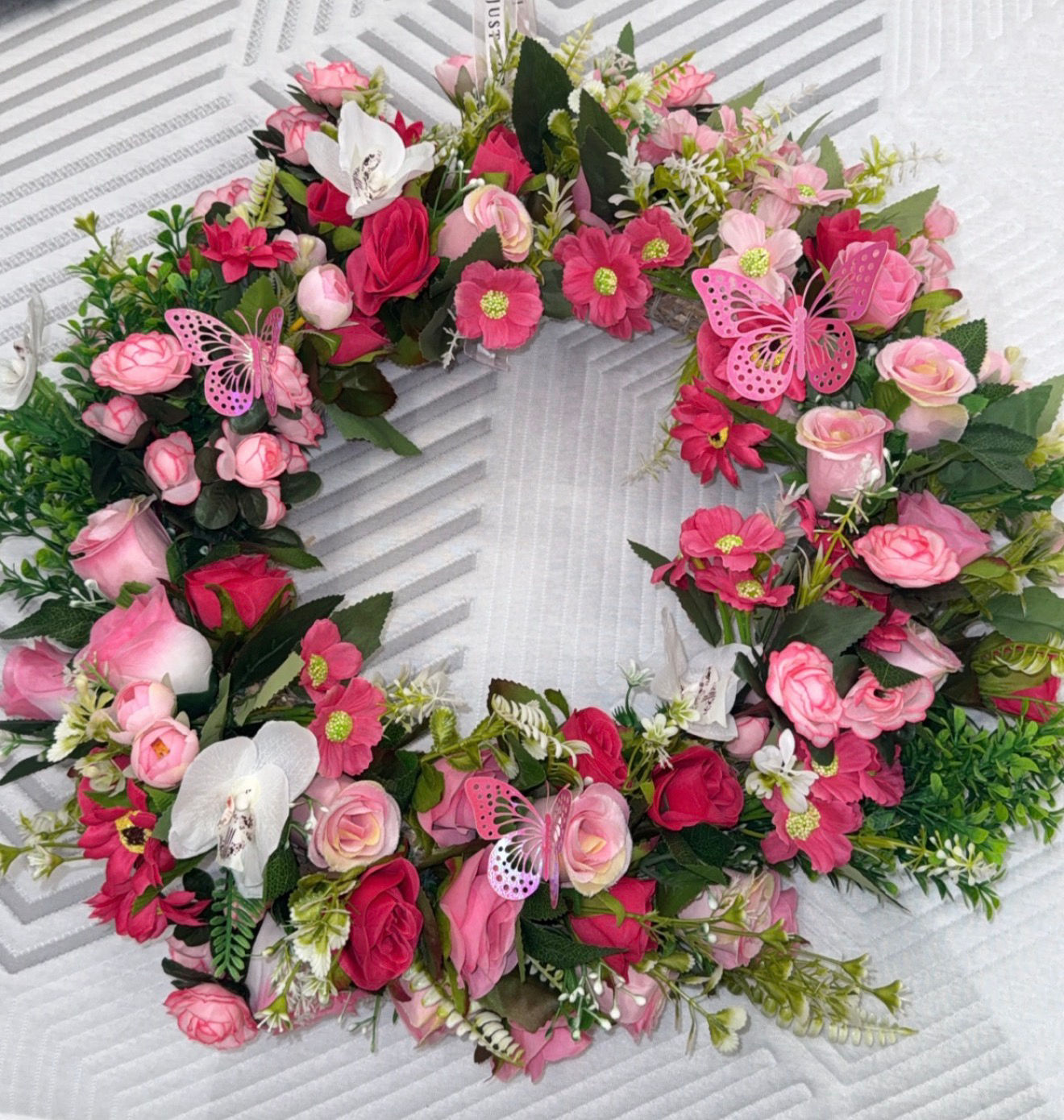 Artificial wreath pink 