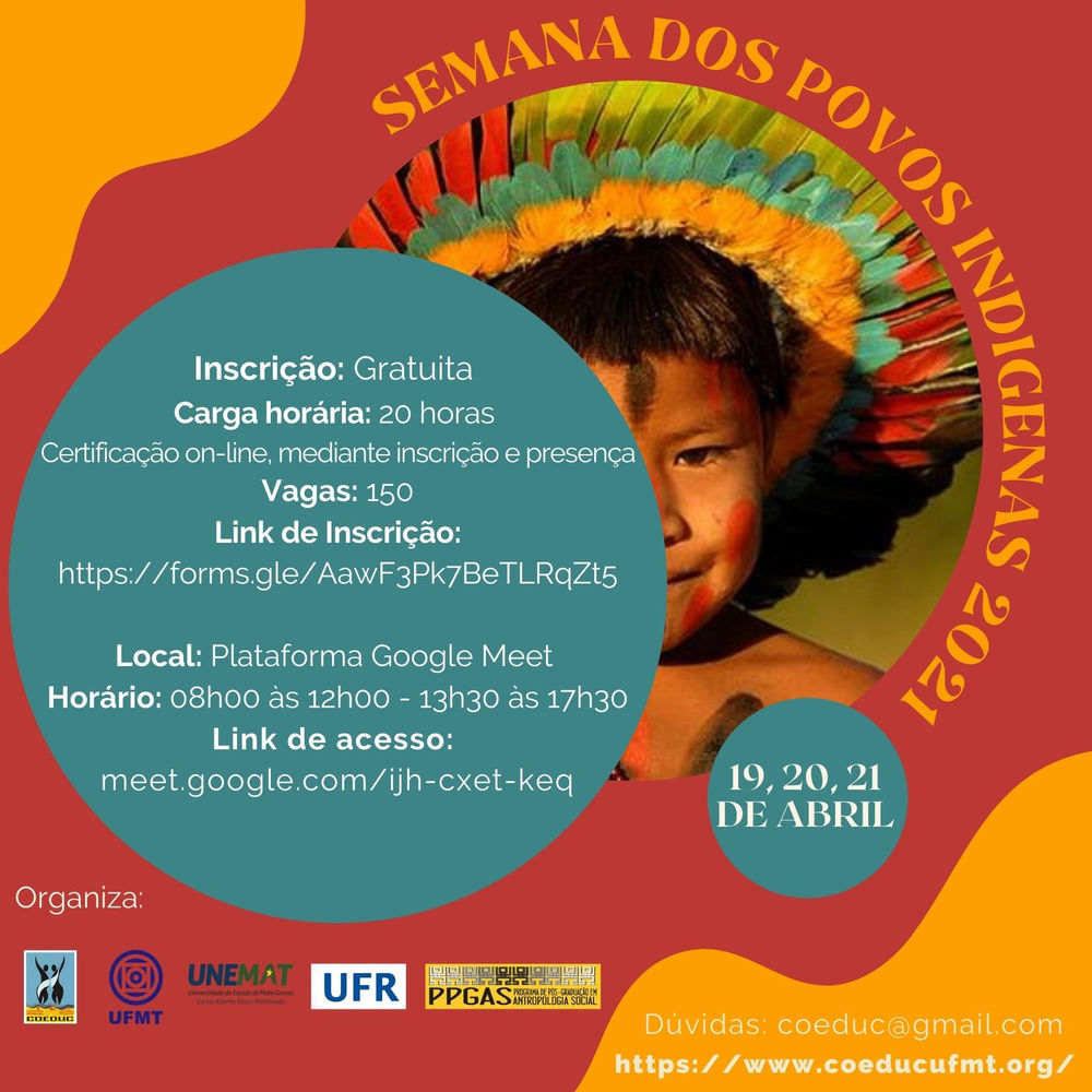 SEMANA DOS POVOS INDÍGENAS 2021– UFMT - 19 a 21 de abril
