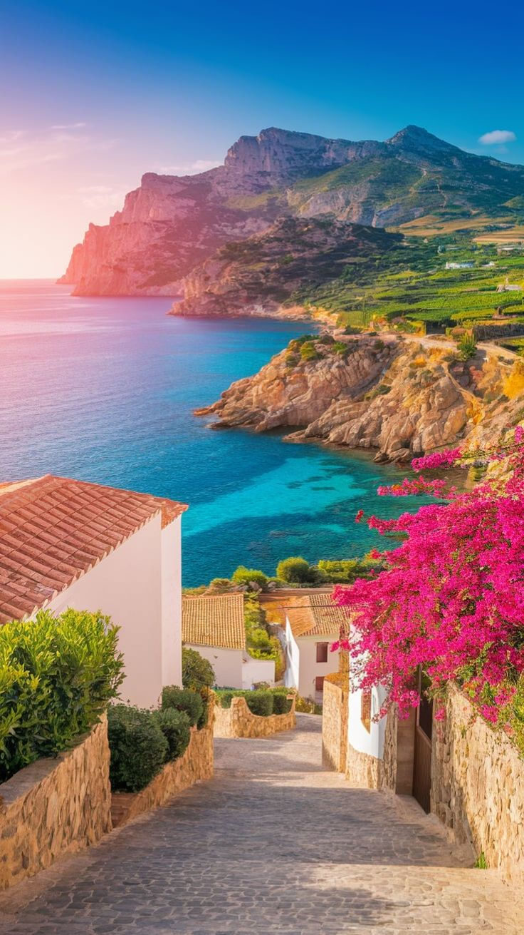 mallorca street leading to sea