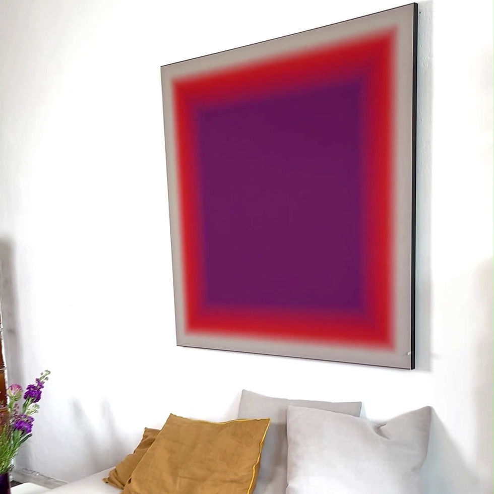 Miniaturbild: übergroßes Wandmotiv Mexico-City. Lila, Rot und Beige.