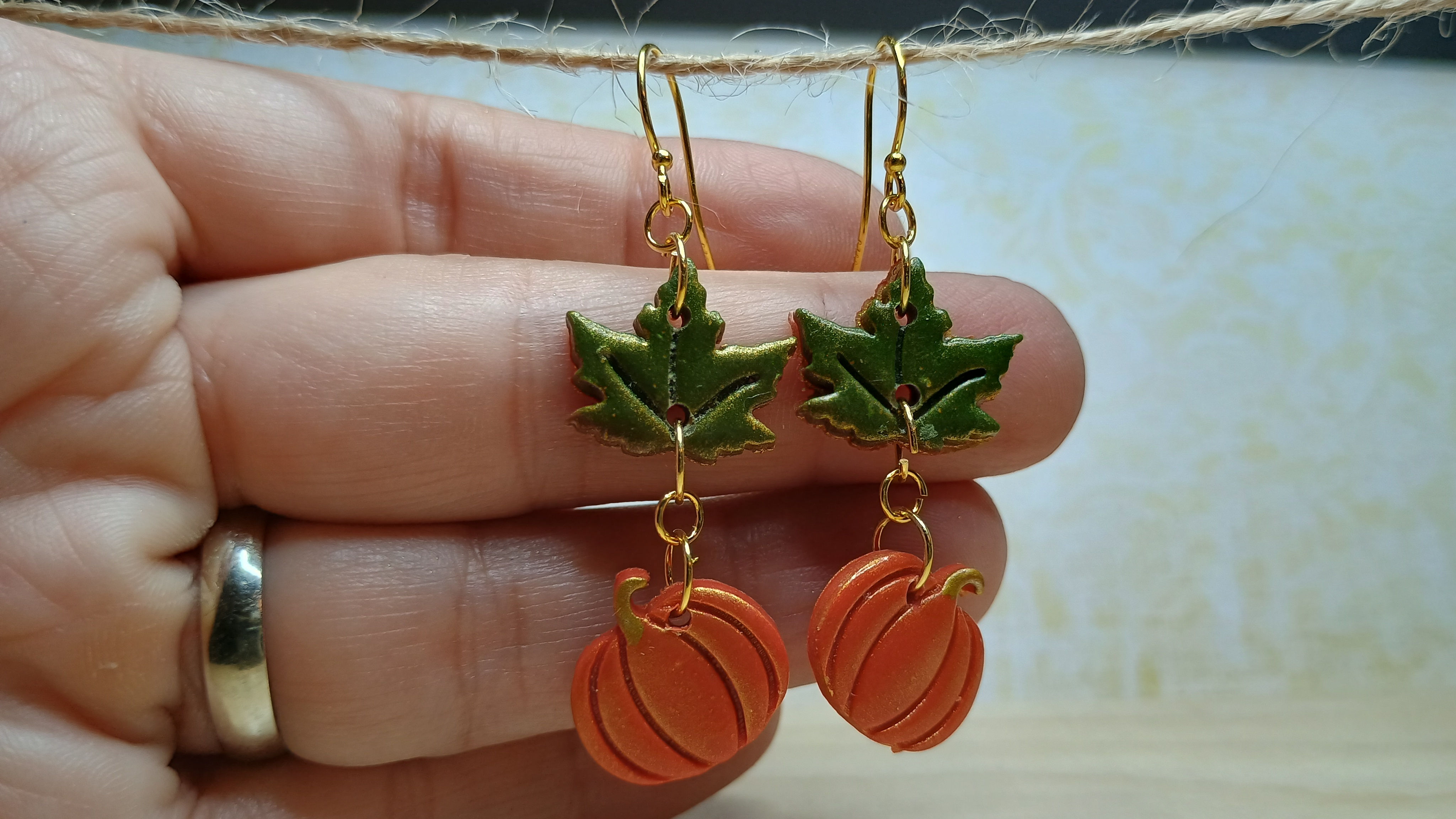 Fall leaf and Pumpkin Earrings