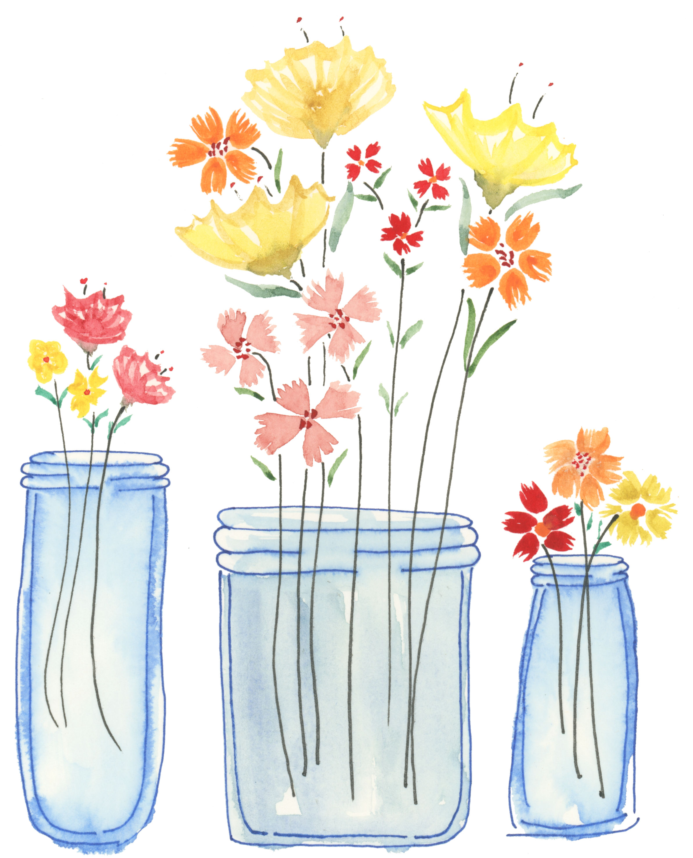 Greeting Card Tri Vase Florals