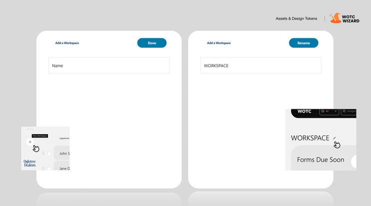A split-pane web application design showing an interactive chat assistant dialogue box on the left, which dynamically populates a formal multi-page compliance form preview layout on the right.