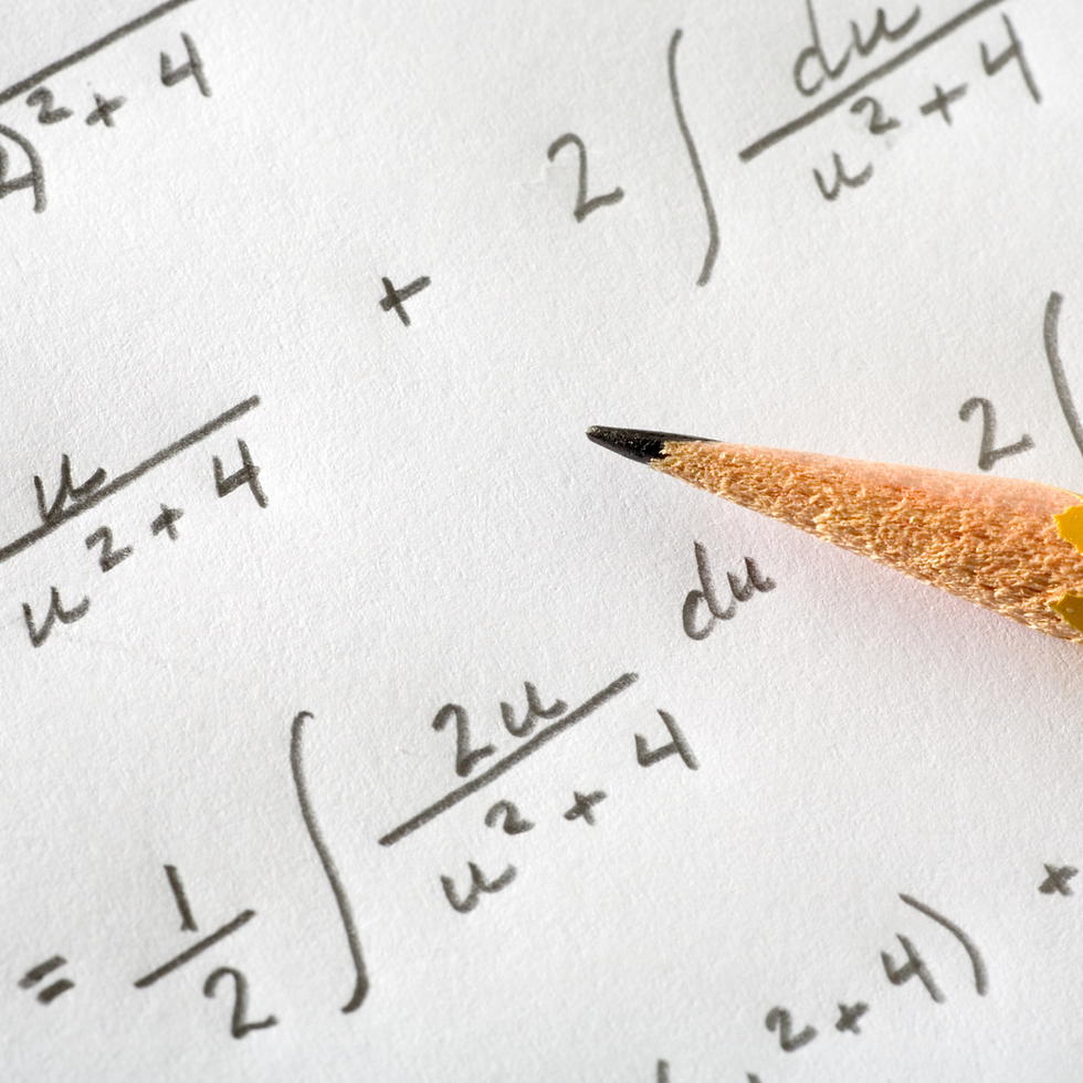 Pencil on paper with an algebra expression, for Pre-Calculus