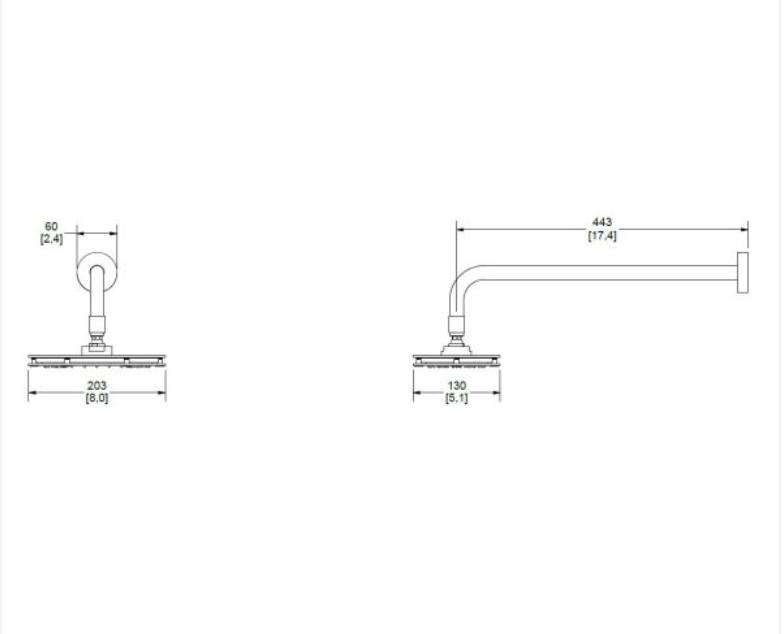 Miniatura: Regadera chorro fijo plato ancho 5" x 8" Ébano H3005-TR035-EB