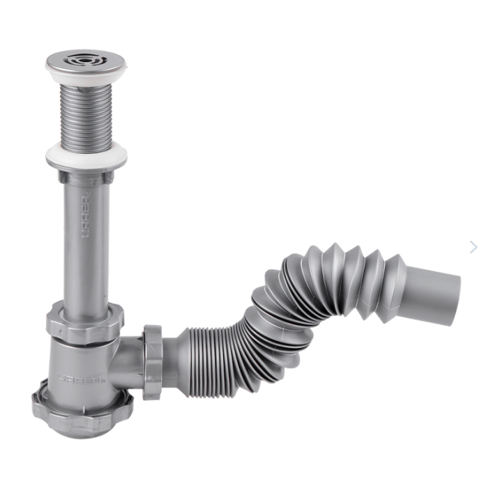 Céspol flexible gris con bote chico y rejilla de acero inoxidable 3711G