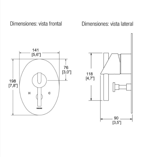 Miniatura: Monomando para regadera o tina con desviador Nuva E-47