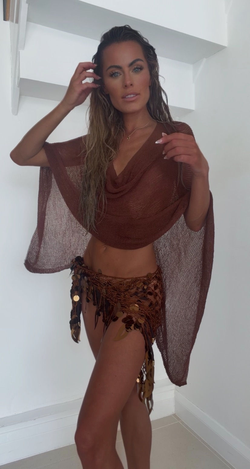 Thumbnail: Cala Bassa Beach Knit & Sequin Sarong Summer Co-ord