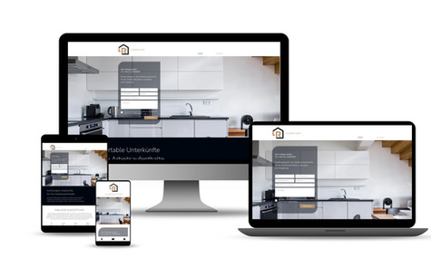 Responsive Darstellung einer Webseite auf Desktop, Laptop, Tablet und Smartphone