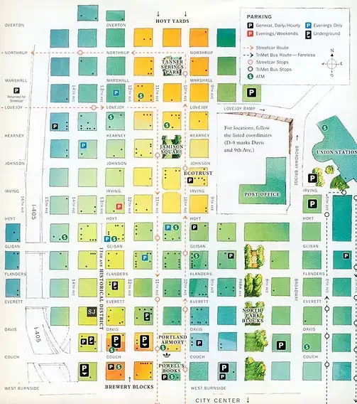 Parking Map Guide to Everett West in Portland's Pearl District