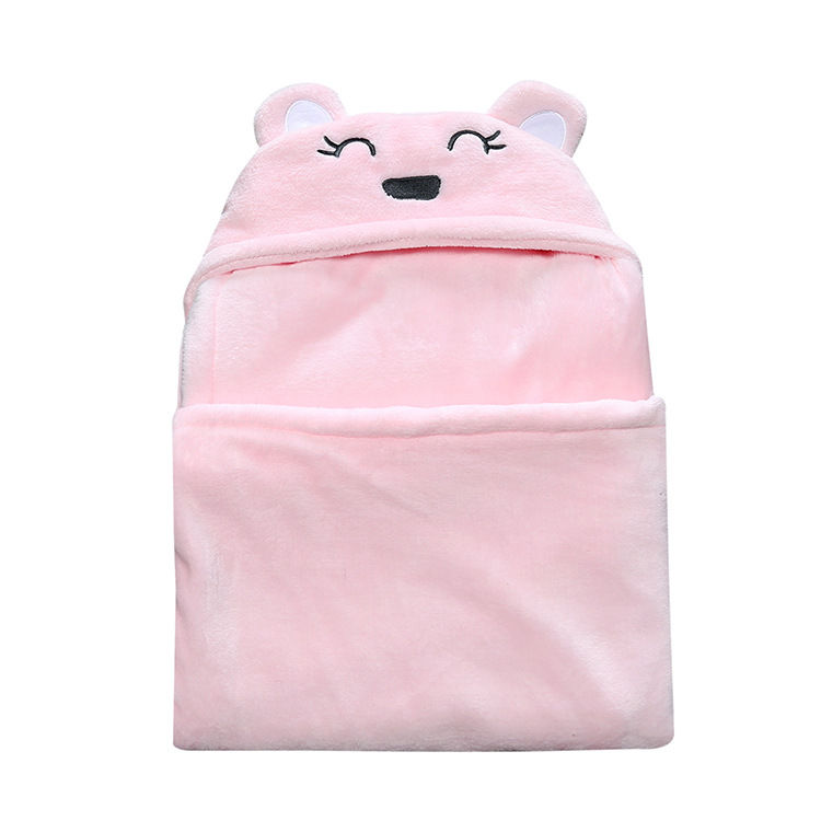Bear Design Coral Fleece Baby Swaddle Blanket