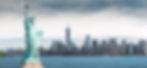 The Statue of Liberty with One World Trade Center background, Landmarks of New York City,