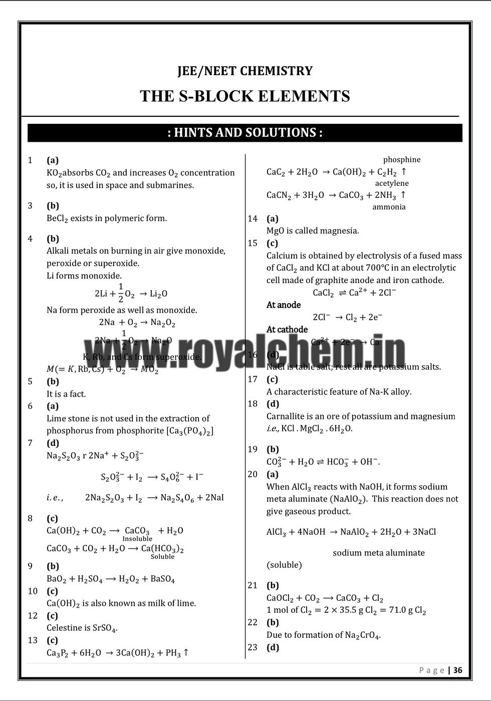 Thumbnail: s-Block Elements-Question Bank