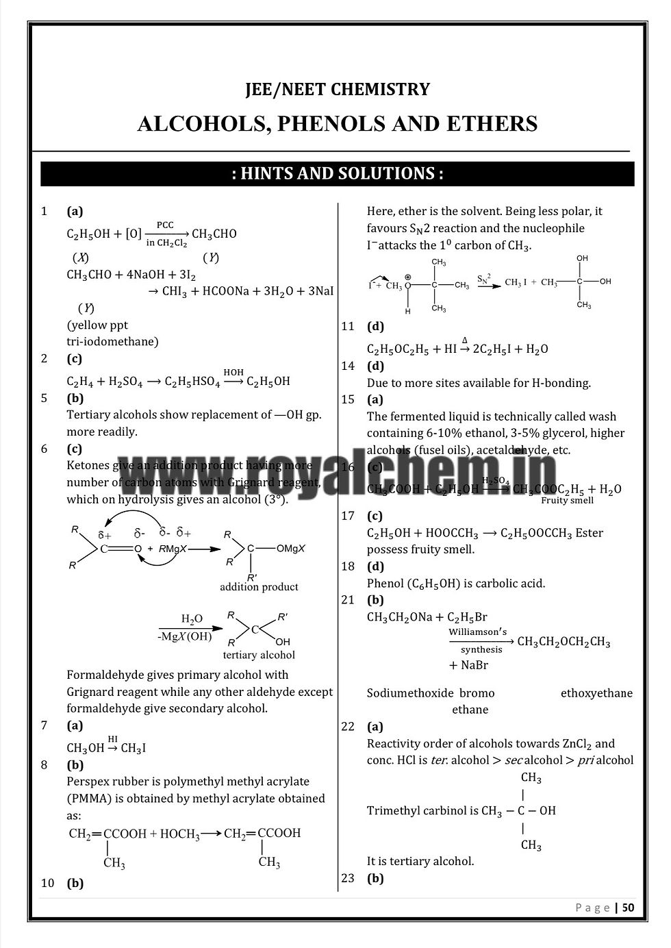 Thumbnail: Alcohols, Phenols, Ethers-Question Bank