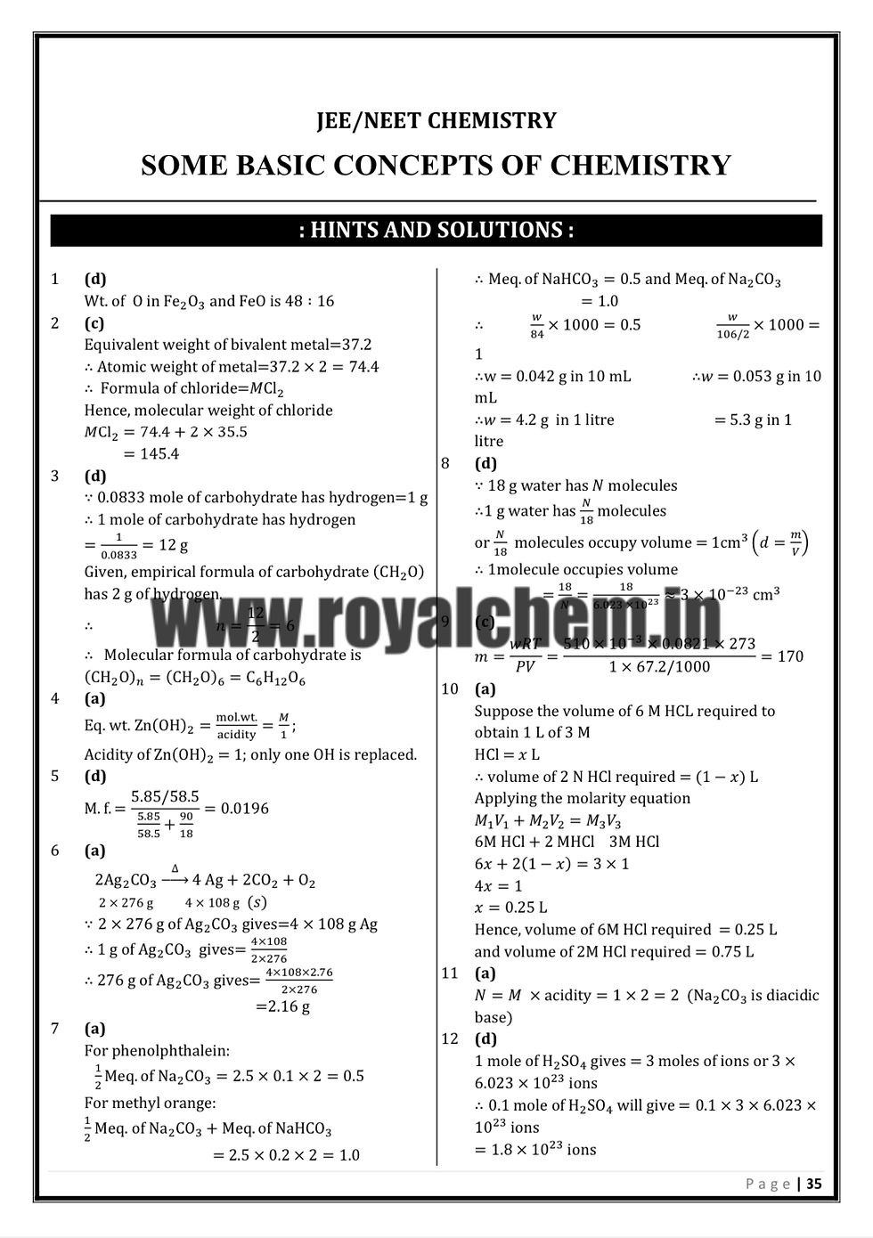 Thumbnail: Mole Concept-Question Bank