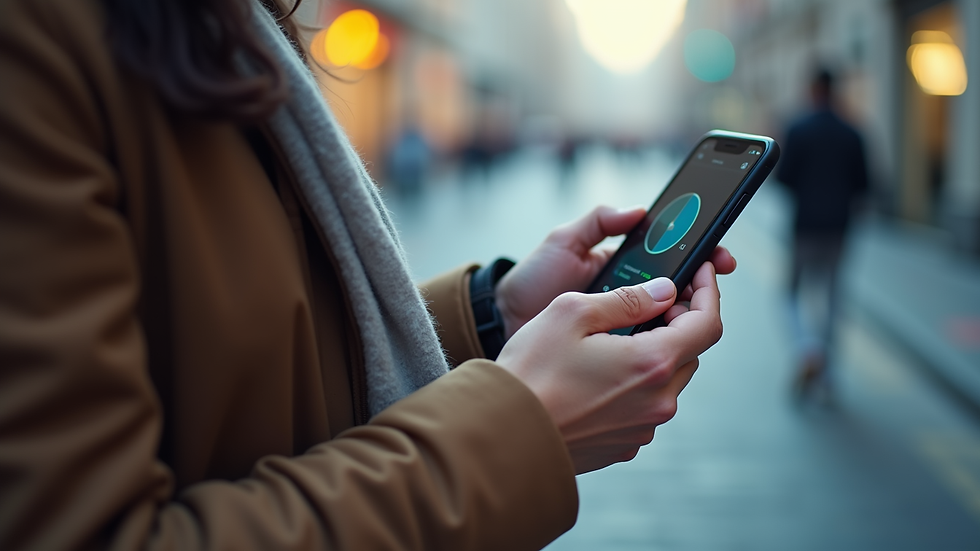 Eye-level view of a person using a health tracking app on a smartphone