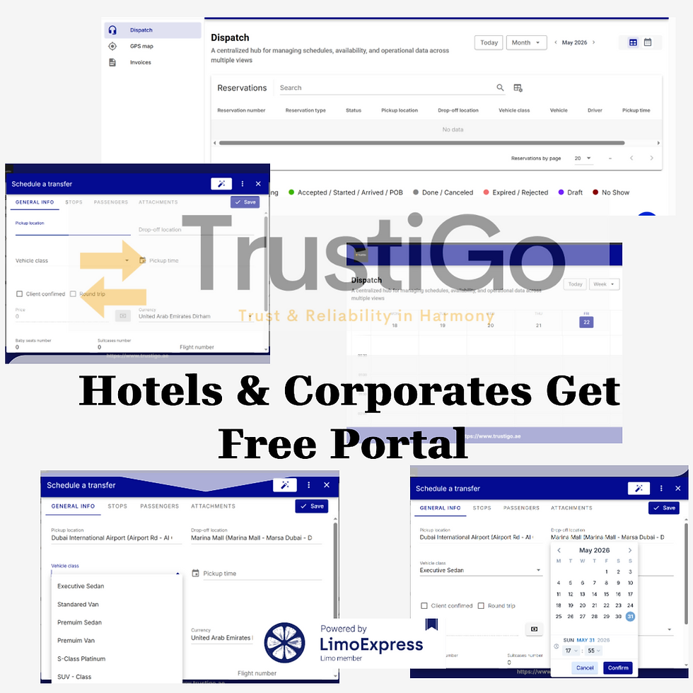 The Ultimate Hotel & Corporate Transfer Booking Portal Dubai | TrustiGo UAE