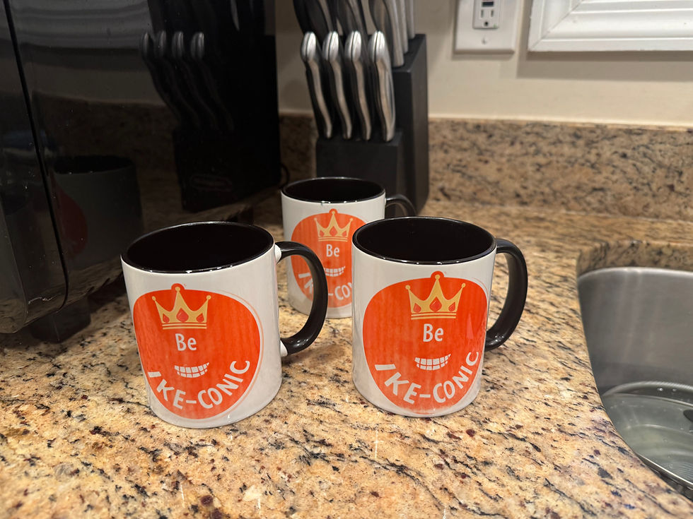 Three mugs with "Be Ike-Conic" design