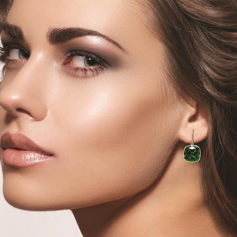 Miniatura: 5.00 CTW Sapphire and Emerald Cushion-Cut Drop Earrings Set - 14K Gold (2 Pairs)