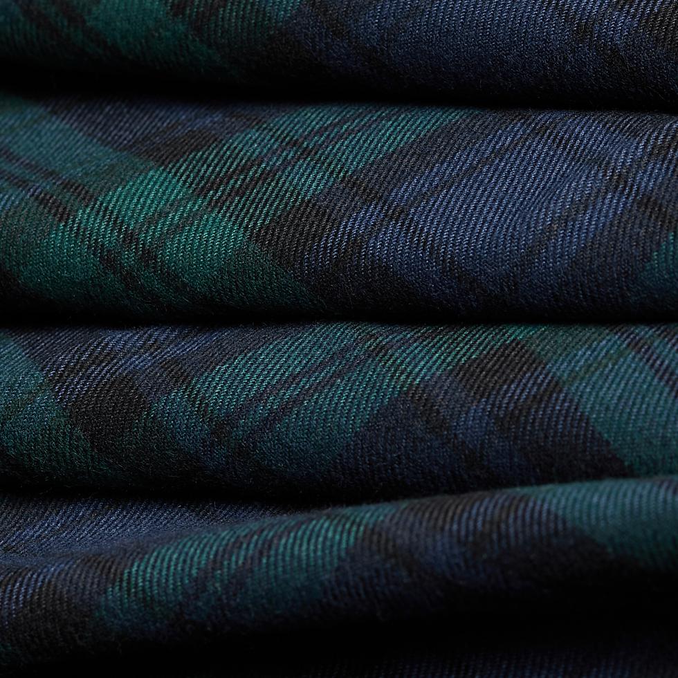 black, green and dark blue plaid patterned fabric
