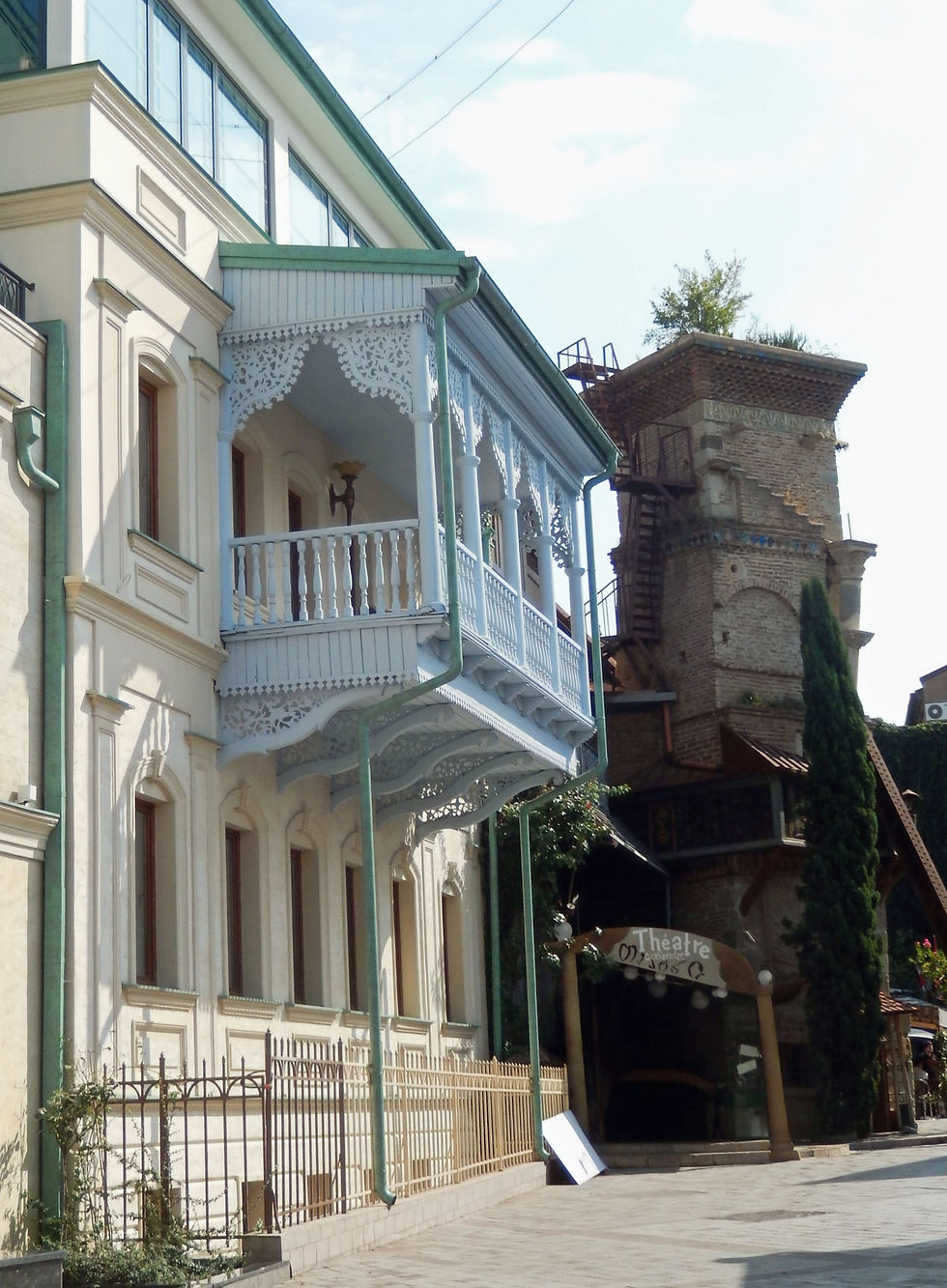 Wood-panelled balconies are a distinctive feature of traditional Tbilisi houses