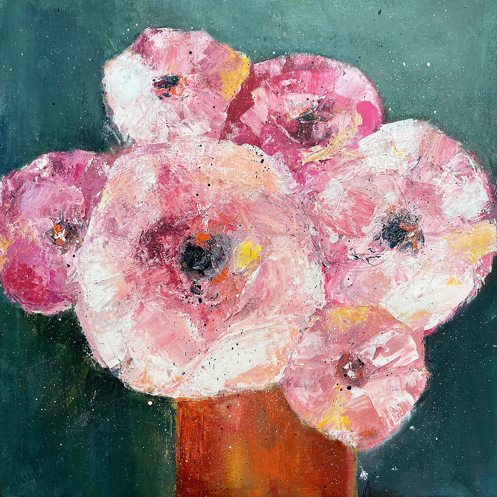 Pink Joy by Anna Clarke, acrylic on canvas, 60x60cm