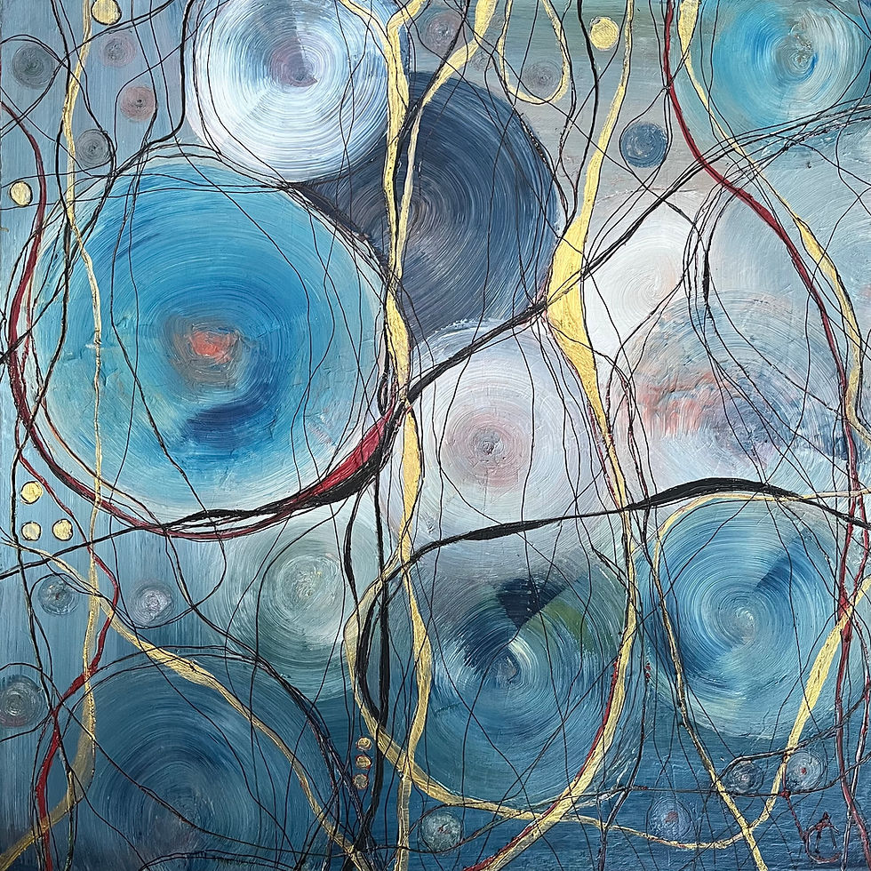 Circles by Anna Clarke, acrylic on deep edge canvas, 50x50cm