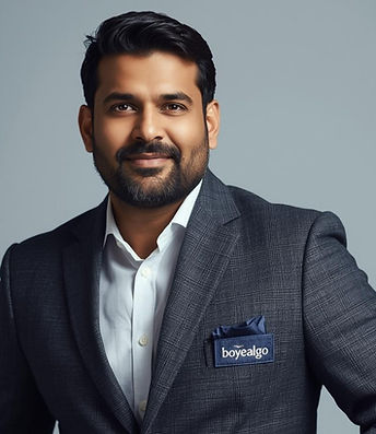 An indian office guy with boyealgo logo Blazer.jpg