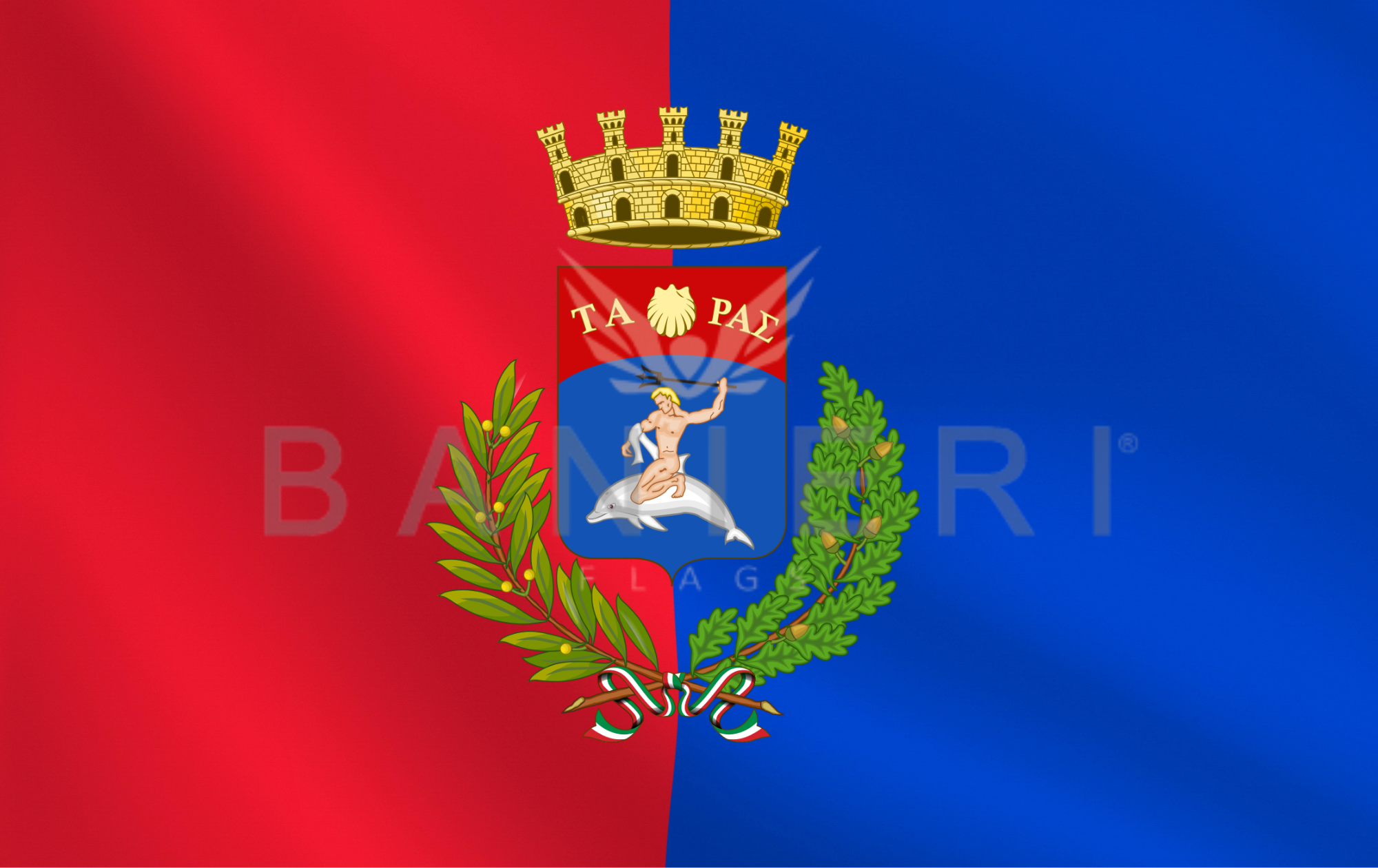 Bandiera della Città di Taranto - Emblema della Città dei Due Mari - BANIERI®
